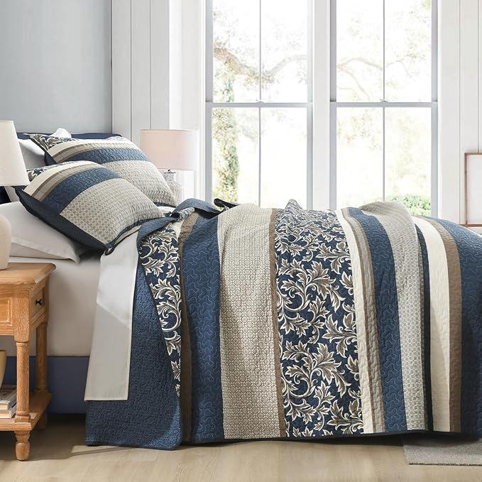 100% Cotton Quilt Set - Queen - 3 Piece