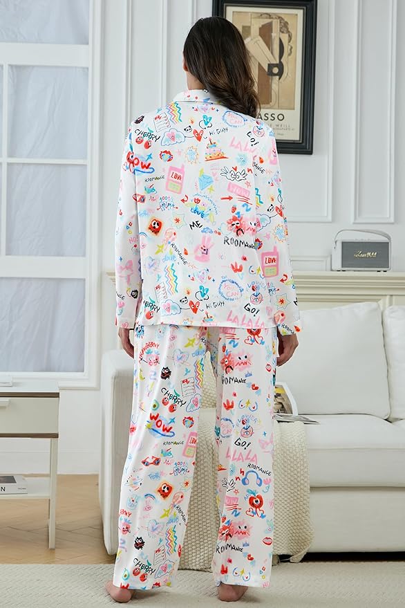 Satin Pajama Set - Long Sleeve - 2 Piece