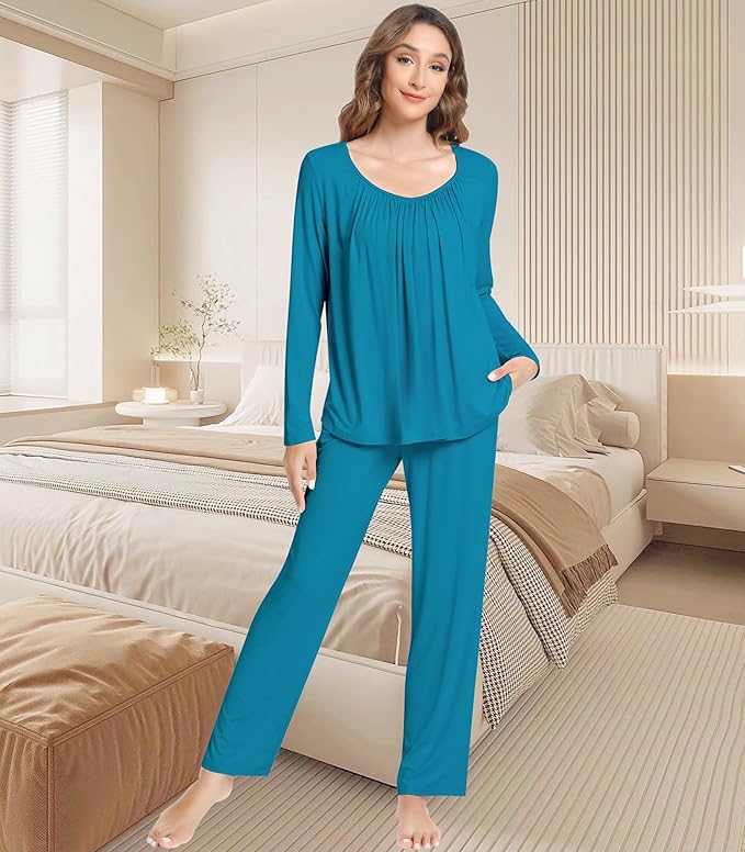 Women's Bamboo Pants Pajama Set - Long Sleeve - 2 Piece