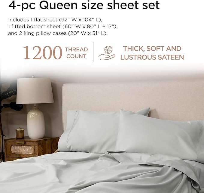 100% Cotton Bed Sheet Set - Queen - 4 Piece