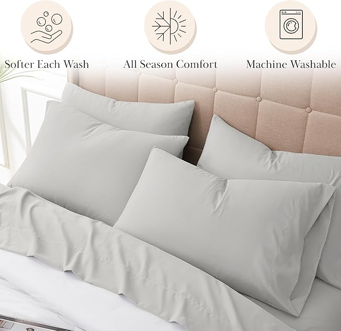 Microfiber Bed Sheet Set - King - 21 in Deep Pocket - 6 Piece