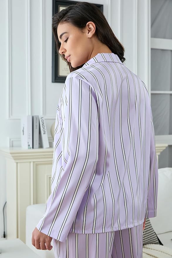 Satin Pajama Set - Long Sleeve - 2 Piece