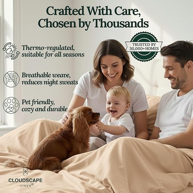 Linen Bed Sheet Set - California King - 4 Piece