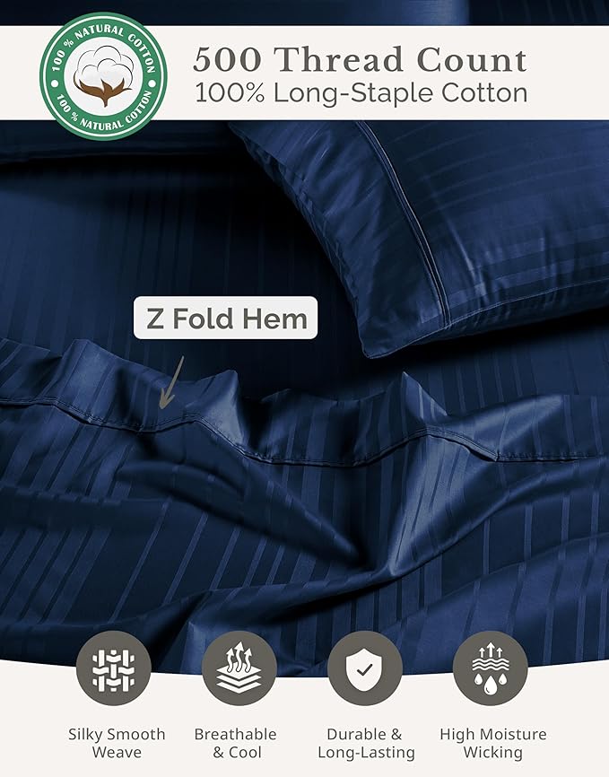 100% Cotton Bed Sheet Set - Queen - 6 Piece
