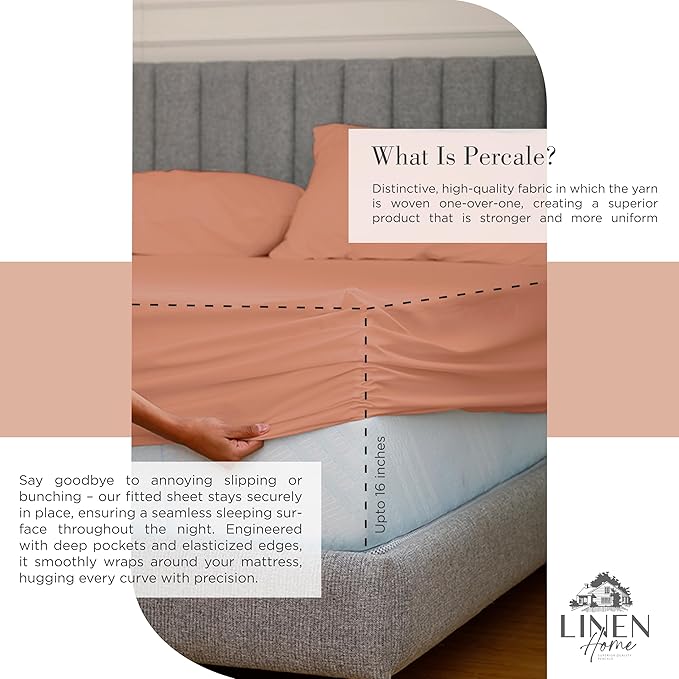 100% Cotton Bed Sheet Set - Queen - 4 Piece