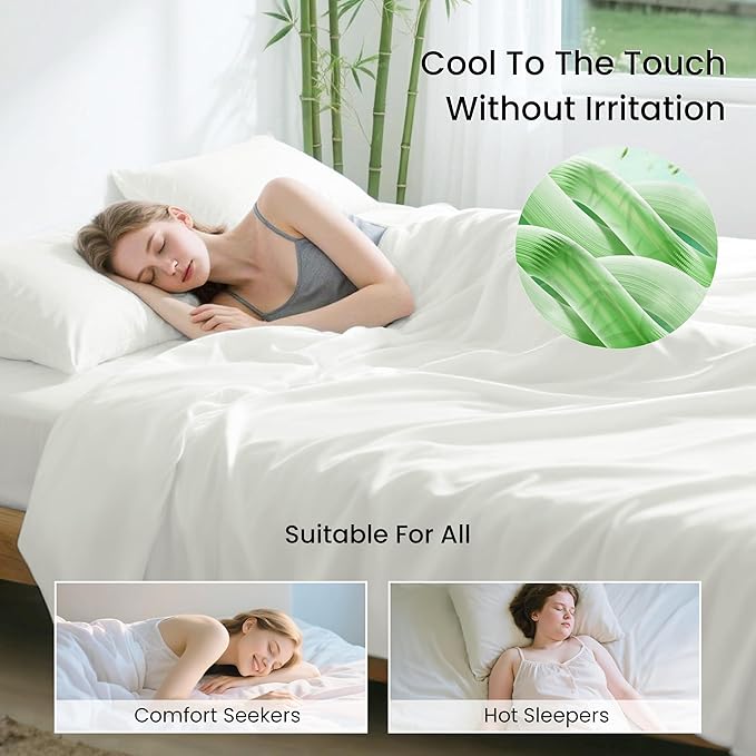 Bamboo Cooling Bed Sheet Set - Queen - 4 Piece