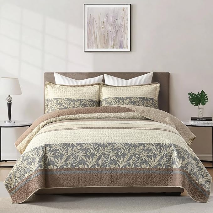 100% Cotton Quilt Set - Queen - 3 Piece