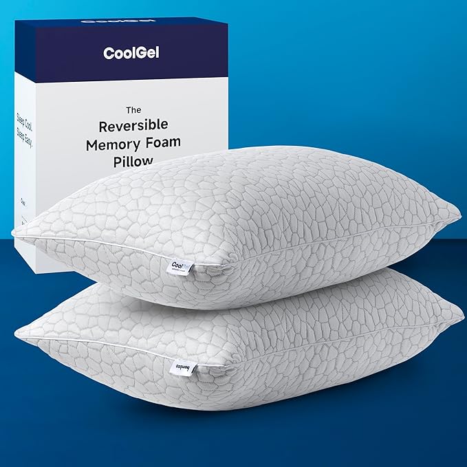 Memory Foam Cooling Bed Pillow - Queen - 2 Piece