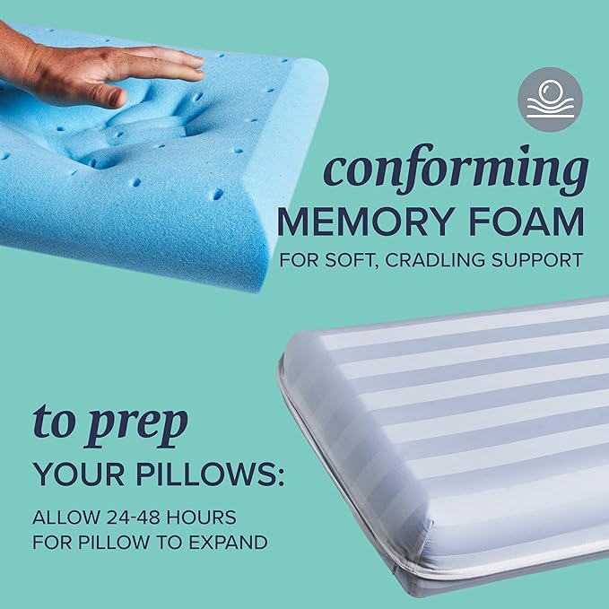 Memory Foam Bed Pillow - Queen - 2 Piece
