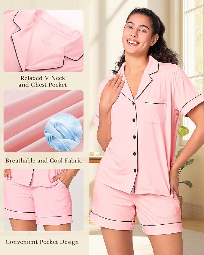 Women's Bamboo Shorts Pajama Set - 2 Piece