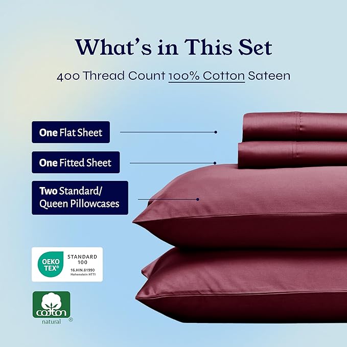 100% Cotton Bed Sheet Set - Queen - 4 Piece
