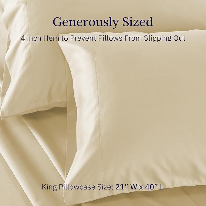 100% Cotton Pillowcase Set - King - 2 Piece