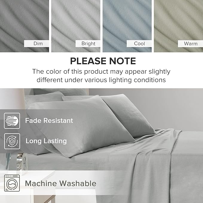 Flannel Bed Sheet Set - King - 4 Piece