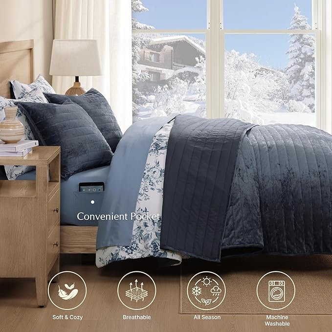 Velvet Quilt Set - Queen - 3 Piece