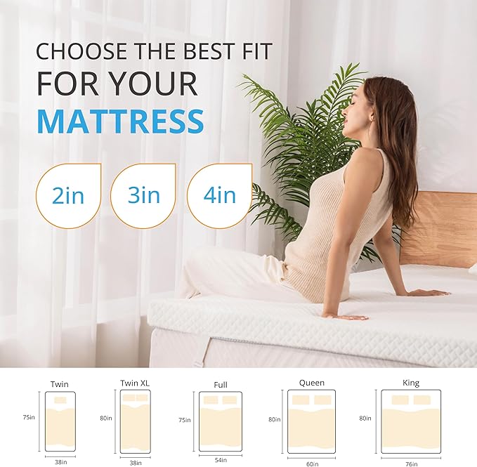 Memory Foam Cooling Mattress Topper - Queen