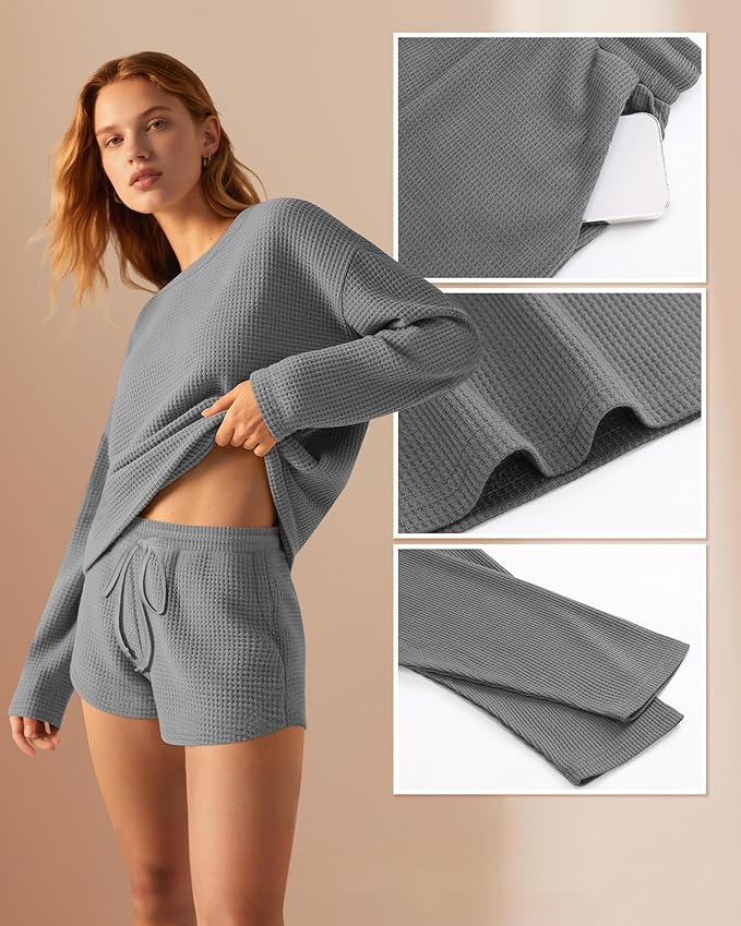 Women's Shorts Pajama Set - Long Sleeve - 2 Pack - 2 Piece