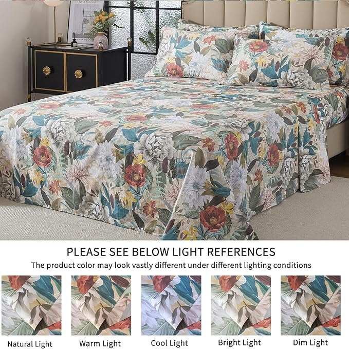 100% Cotton Bed Sheet Set - Twin - 4 Piece
