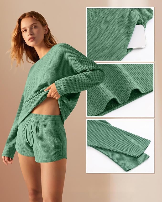 Women's Shorts Pajama Set - Long Sleeve - 2 Pack - 2 Piece