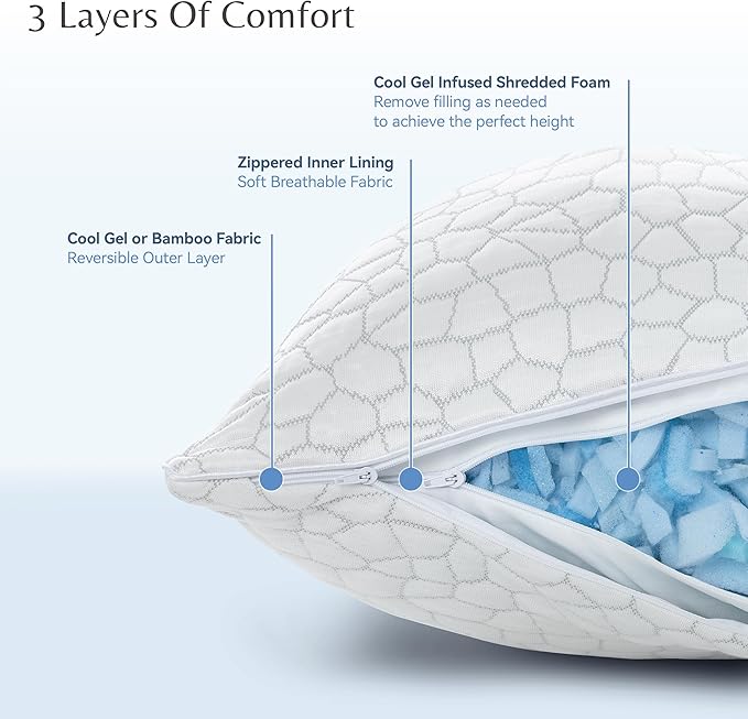 Memory Foam Cooling Bed Pillow - Standard