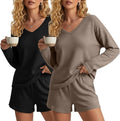 Women's Shorts Pajama Set - Long Sleeve - 2 Pack - 2 Piece