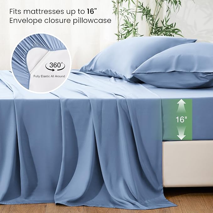 Bamboo Cooling Bed Sheet Set - King - 4 Piece