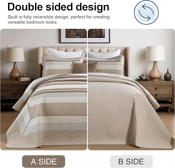 100% Cotton Bedding Set - King - 3 Piece