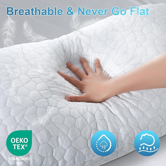 Memory Foam Cooling Bed Pillow - Queen - 2 Pack