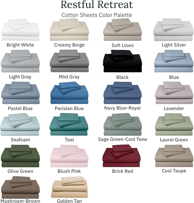100% Cotton Pillowcase Set - King - 2 Piece