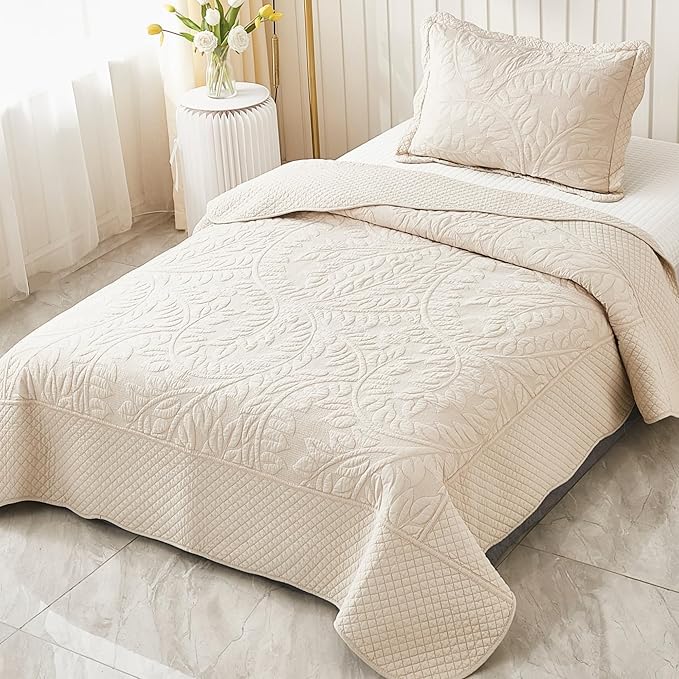 100% Cotton Quilt Set - Twin - 3 Piece