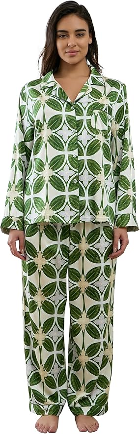 Satin Pajama Set - Long Sleeve - 2 Piece