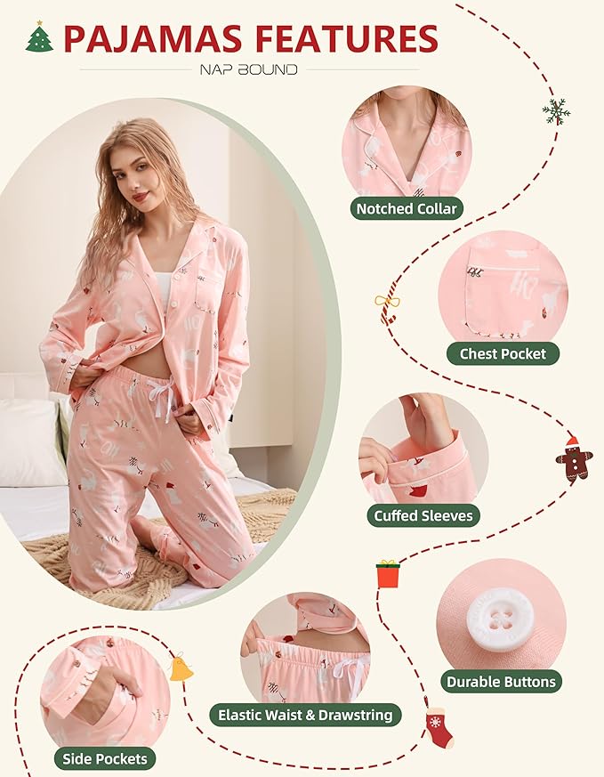 Women's 100% Cotton Pajama Set - Long Sleeve