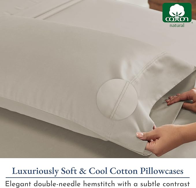100% Cotton Pillowcase Set - King - 2 Piece
