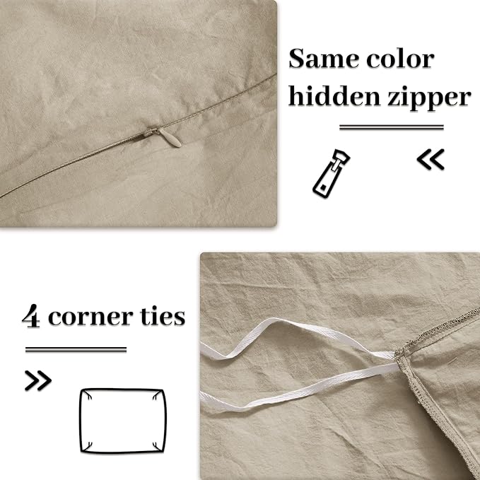 Linen Duvet Cover Set - King - 3 Piece