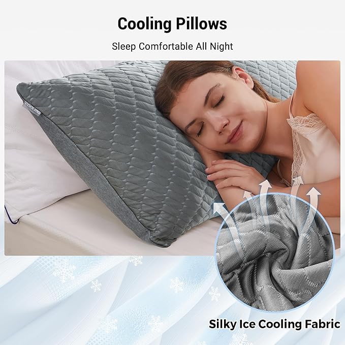 Memory Foam Cooling Bed Pillow - Standard - 2 Piece
