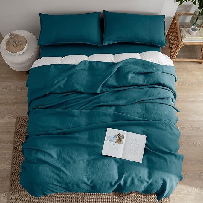 Linen Bed Sheet Set - Queen - 4 Piece