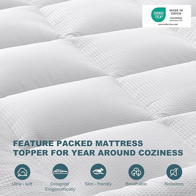Down Alternative Cooling Mattress Pad - Full - 19 in Deep Pocket
