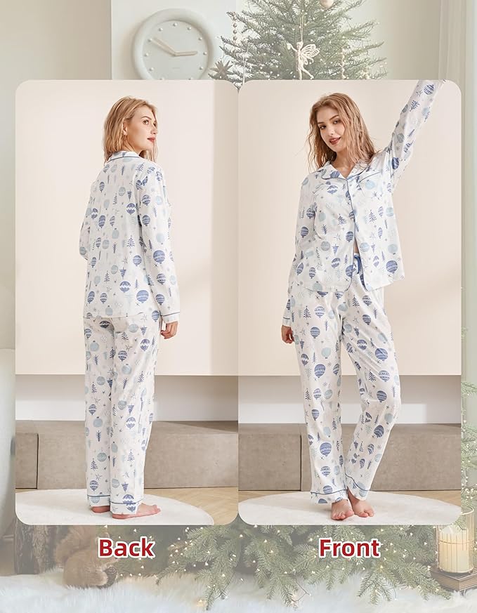 Women's 100% Cotton Pajama Set - Long Sleeve