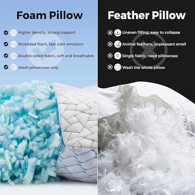 Memory Foam Cooling Bed Pillow - Standard - 2 Piece