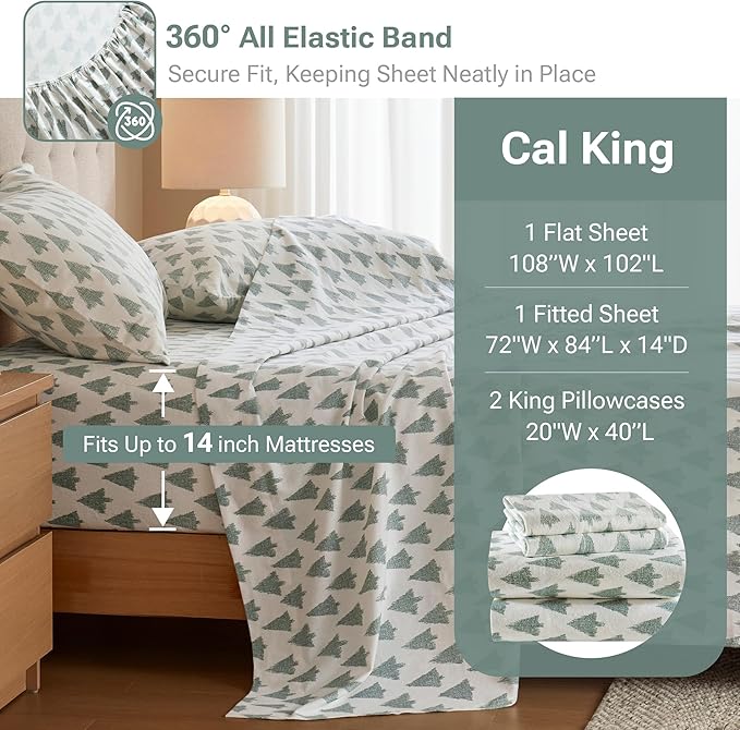 100% Cotton Bed Sheet Set - King - 4 Piece