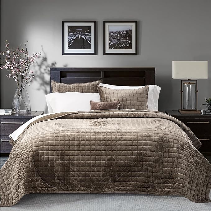 Velvet Bedspreads Coverlets Set - King