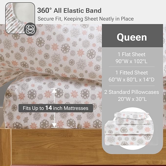 100% Cotton Bed Sheet Set - Queen - 4 Piece