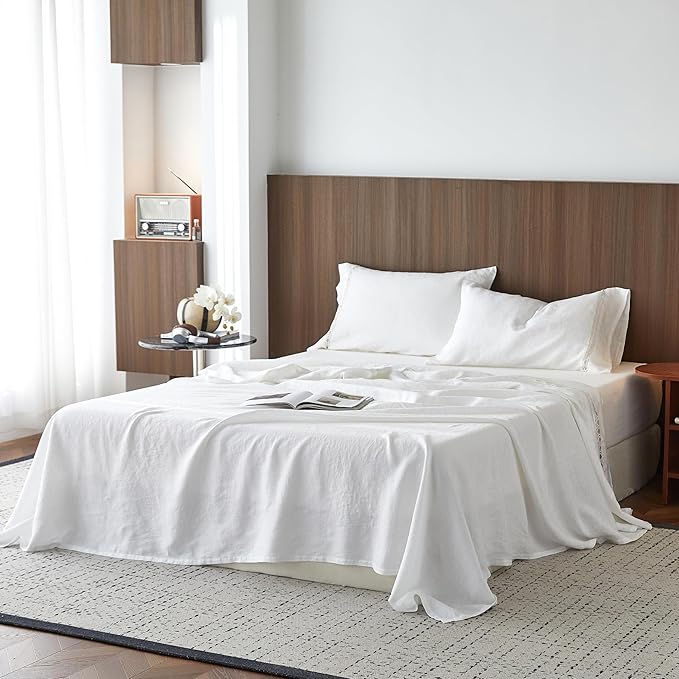 Linen Bed Sheet Set - Queen - 4 Piece