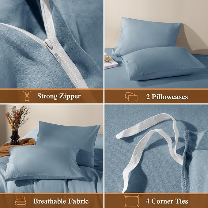 Linen Duvet Cover Set - Full - 3 Piece
