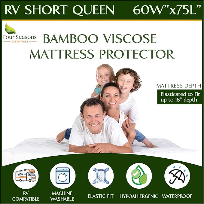 Bamboo Cooling Mattress Protector - Queen