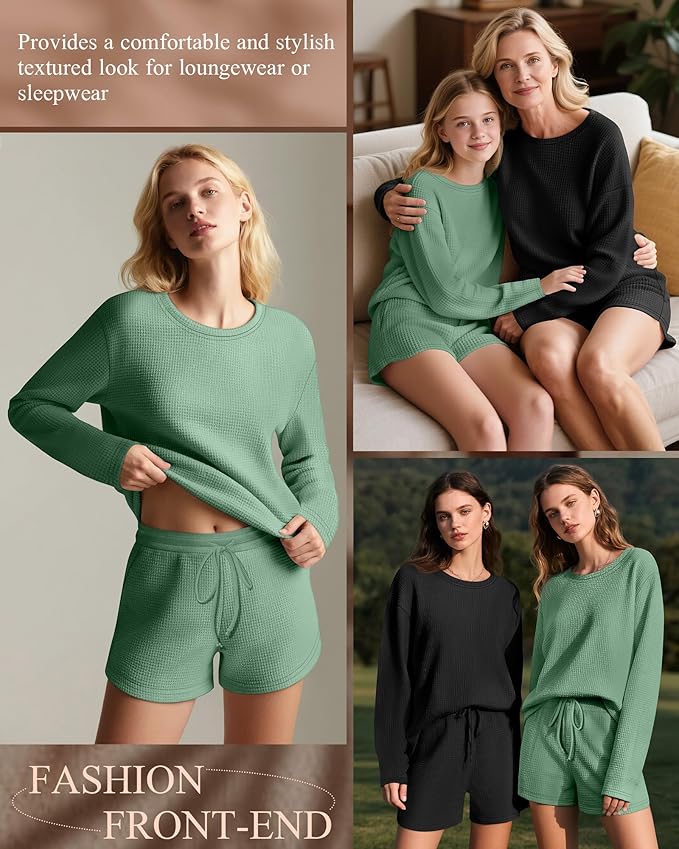 Women's Shorts Pajama Set - Long Sleeve - 2 Pack - 2 Piece