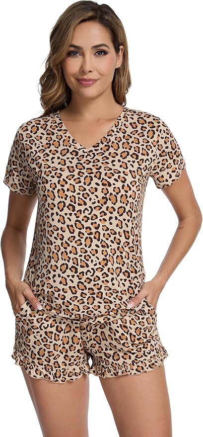 Bamboo Cooling Shorts Pajama Set - Short Sleeve - 2 Piece