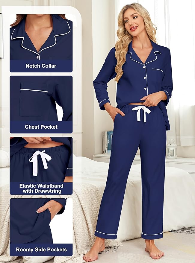 100% Cotton Pants Pajama Set - Long Sleeve - 2 Piece