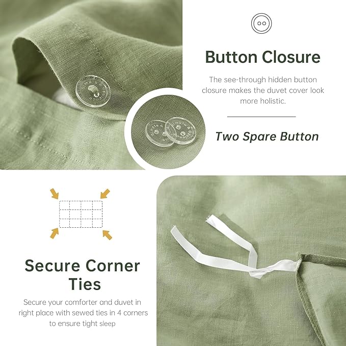 Linen Duvet Cover Set - Queen - 3 Piece