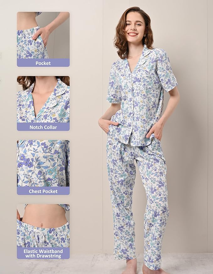 Women's 100% Cotton Pajama Set - 2 Piece