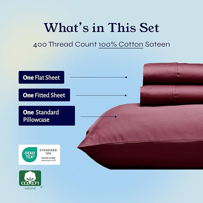 100% Cotton Bed Sheet Set - Twin - 3 Piece